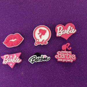 Barbie Shoe Charms, Jibbitz - Pink. Fit Crocs set of 6